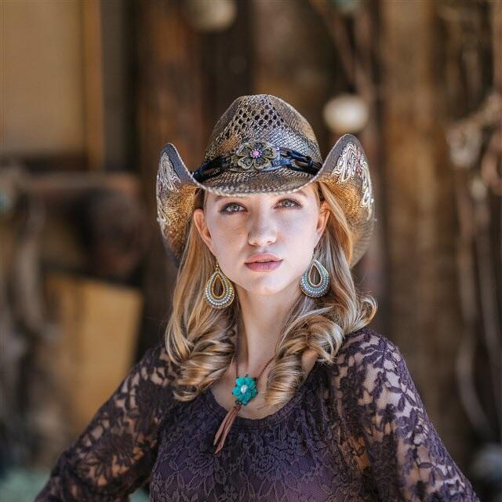 Stampede Hat - Bittersweet Women's Straw Western - Picture 2 of 5